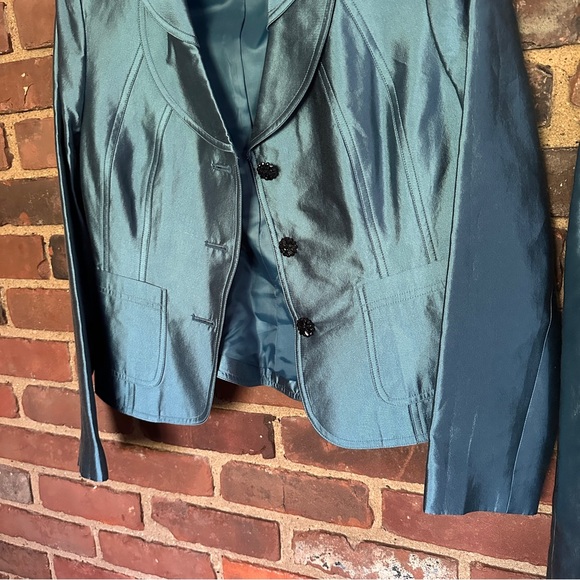 Allen by A.B.S. Blue Suit Jacket and Skirt Silk Cotton Sz 10 - Picture 4 of 7